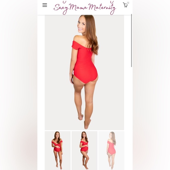 Sexy Mama Maternity Swimsuit red size 2 / medium - Picture 2 of 6